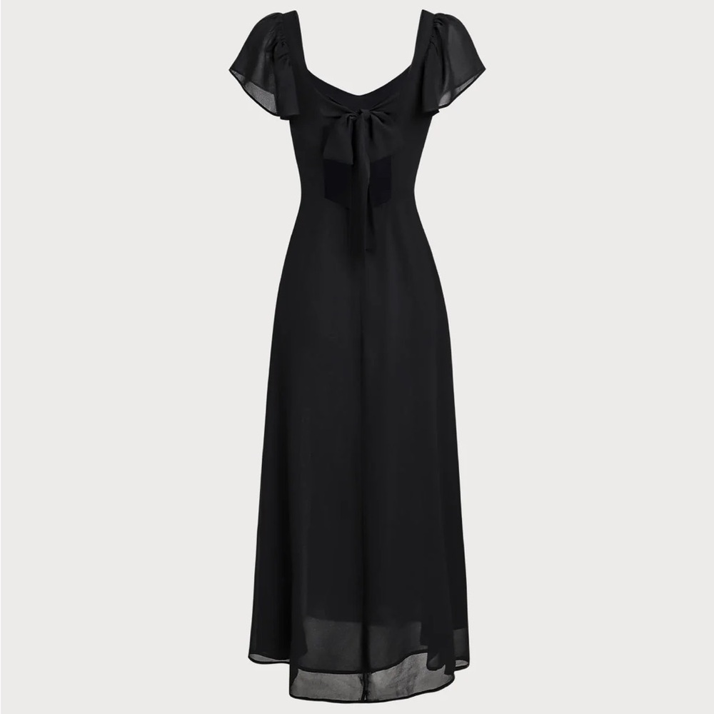 Black Sweetheart Neck Chiffon Maxi Dress - Picture 7 of 8